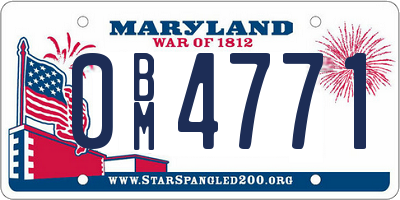 MD license plate 0BM4771