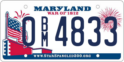 MD license plate 0BM4833