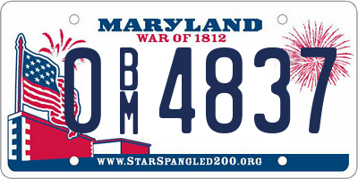 MD license plate 0BM4837