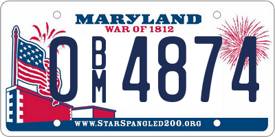 MD license plate 0BM4874