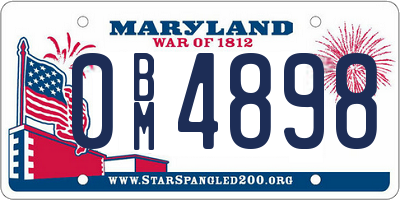 MD license plate 0BM4898