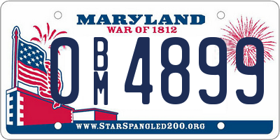 MD license plate 0BM4899