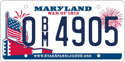 MD license plate 0BM4905