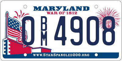 MD license plate 0BM4908