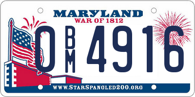 MD license plate 0BM4916