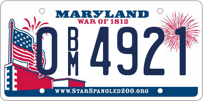 MD license plate 0BM4921