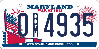 MD license plate 0BM4935