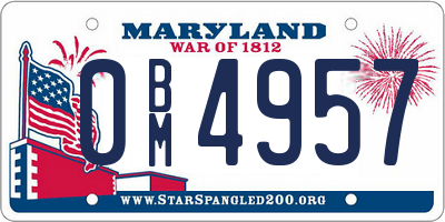 MD license plate 0BM4957