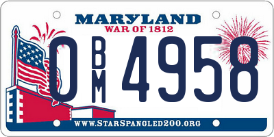 MD license plate 0BM4958