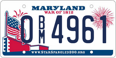 MD license plate 0BM4961