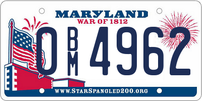 MD license plate 0BM4962