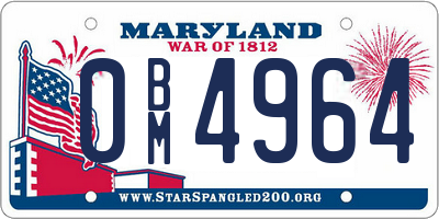 MD license plate 0BM4964
