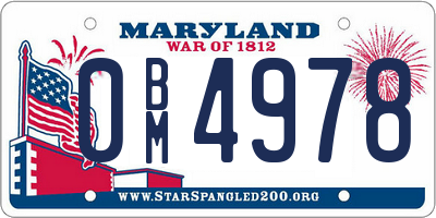 MD license plate 0BM4978