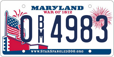 MD license plate 0BM4983