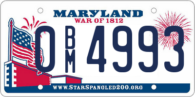 MD license plate 0BM4993