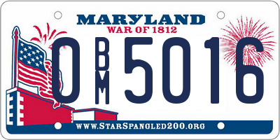 MD license plate 0BM5016