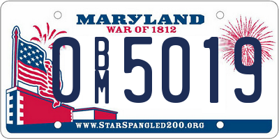 MD license plate 0BM5019