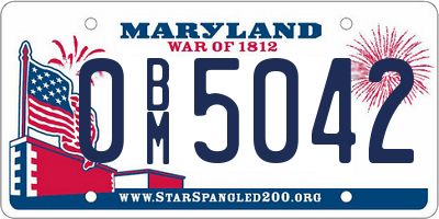 MD license plate 0BM5042