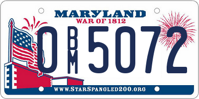 MD license plate 0BM5072