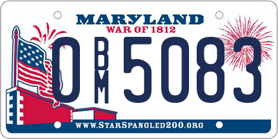 MD license plate 0BM5083