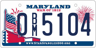 MD license plate 0BM5104
