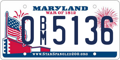 MD license plate 0BM5136