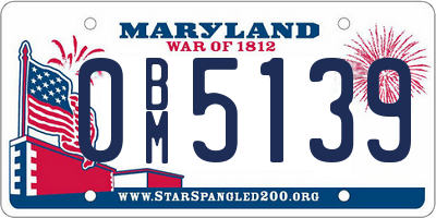 MD license plate 0BM5139