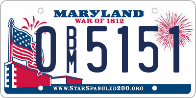 MD license plate 0BM5151