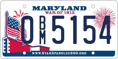 MD license plate 0BM5154