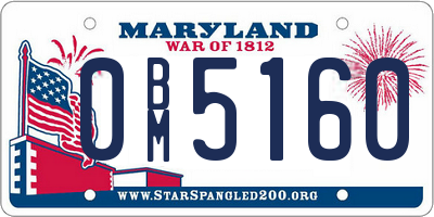 MD license plate 0BM5160