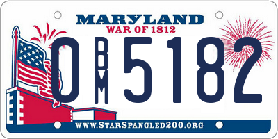 MD license plate 0BM5182