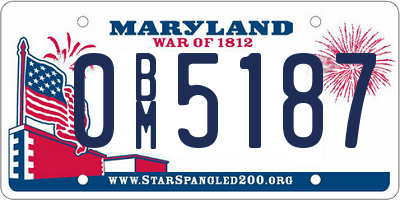 MD license plate 0BM5187