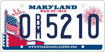 MD license plate 0BM5210