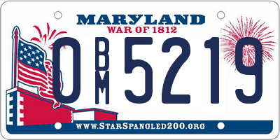 MD license plate 0BM5219
