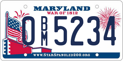MD license plate 0BM5234
