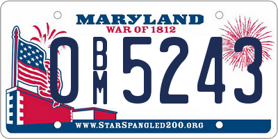 MD license plate 0BM5243