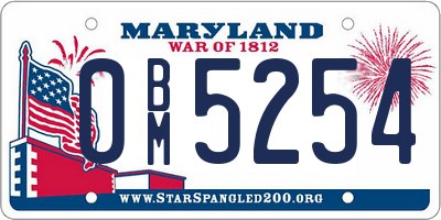 MD license plate 0BM5254