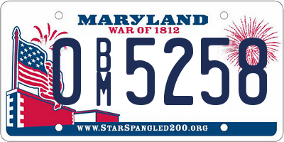 MD license plate 0BM5258