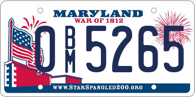 MD license plate 0BM5265