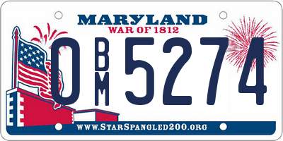 MD license plate 0BM5274