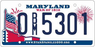 MD license plate 0BM5301