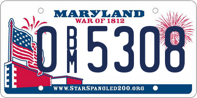 MD license plate 0BM5308