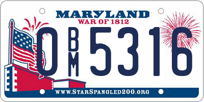 MD license plate 0BM5316