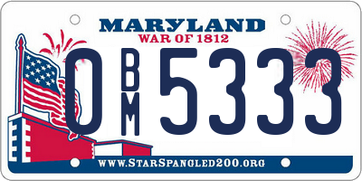 MD license plate 0BM5333