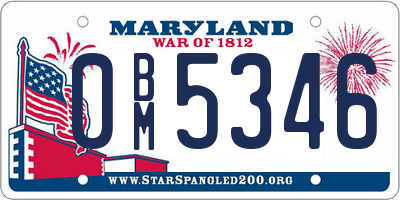 MD license plate 0BM5346