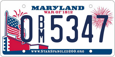 MD license plate 0BM5347