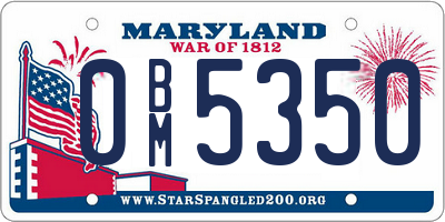 MD license plate 0BM5350