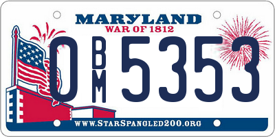 MD license plate 0BM5353
