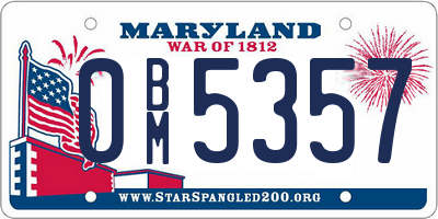 MD license plate 0BM5357