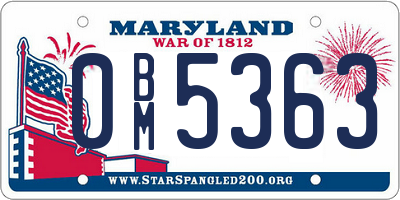 MD license plate 0BM5363